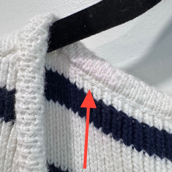Abercrombie Fitch Striped Knit Button Front Vest Women Size L Navy White - Picture 6 of 9